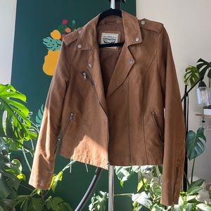 Levi’s Asymmetrical Faux Suede Moto Jacket Tan Sz M